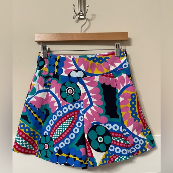 J. Crew Multi-Color Floral Geometric High-waist Shorts Size 2 - Picture 2 of 8